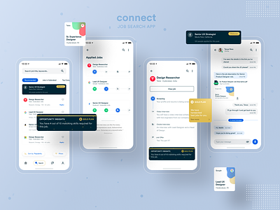 Connect App - Product #3 design download flat gold job listing jobs mobile mobile app product recommended resume resume clean status timeline ui ux