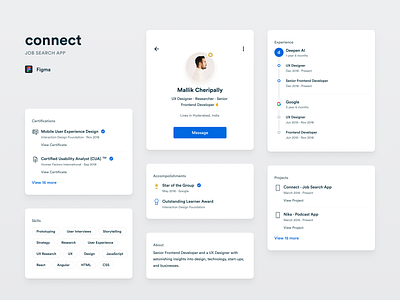 Connect App - Product #4 app cards cards design clean clean design design flat jobs mobile mobile app mobile app design product profile resume ui ux