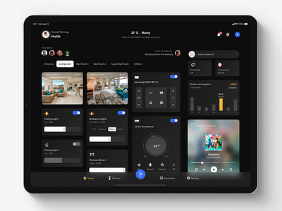 Smart Home App - iPad Pro app clean clean design controller dark design flat ipad ipad pro remote smart home smart home app smarthome ui ux