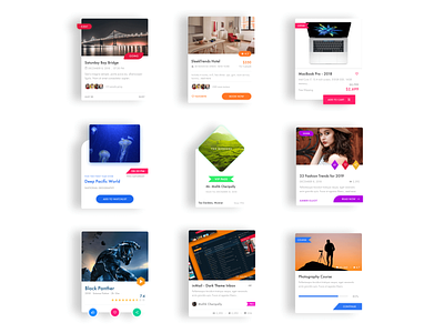 Floating Cards Design Set colorful course dashboard design dashboard template event floating floating button movie card ratings review ticket design ui ux