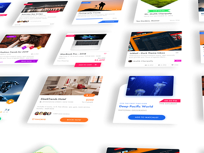 Floating Cards Set blog design design dribbble dribbble shot ecommerce design movie rating ui ux