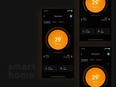 Smart Home - Thermostat Controller app controller design flat mobile app mobile app design remote controller smart home thermostat ux