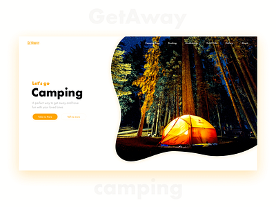 Camping - Get Away - Landing Page camp fire camping clean app clean app landing design landing page landing page design ui ux