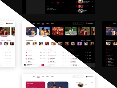 Music App - Light vs Dark Theme dark app dark background dark theme design flat music app ui ux