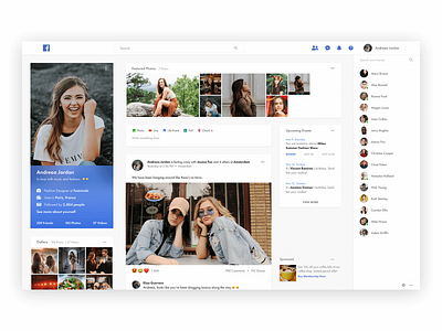 Facebook Profile Concept - Light Theme concept concept app design facebook facebook app profile profile design redesign social ui ux