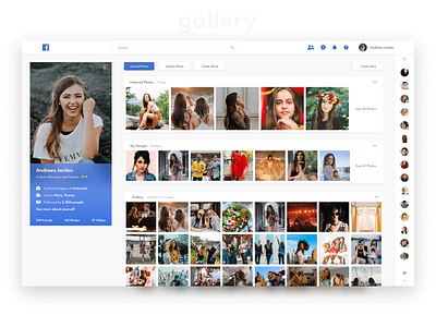 Facebook Gallery Concept - Light Theme concept concept app design facebook facebook app gallery messaging app photo app redesign social app ui ux