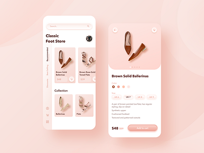 Classic Foot Store - Women's Foot Wear App app clean design design ecommerce fashion fashion app figma flat footwear mobile app neumorphism shoes store store app ui ux women