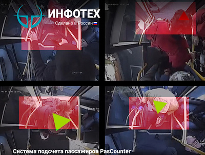 Passenger counting system on board the vehicle branding counting passengers graphic design illustration