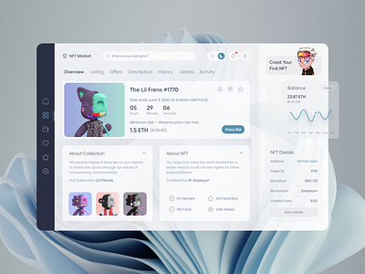 NFT Marketplace Interface amir mahmoodi dashboard light ui marketplace minimal design minimalism nft nft ui nft website product design trend ui ui design user dashboard user panel ux design web app web design