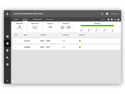 Passenger Manager enterprise material table ui