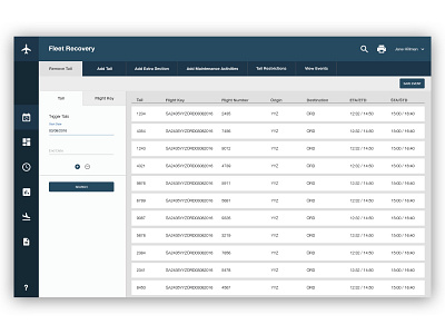 Event Generation Filter enterprise material table ui