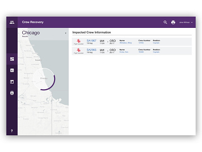 Crew Selected UI enterprise map material table ui