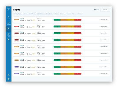 Flight List blueprint.js enterprise list sidenav sketch table