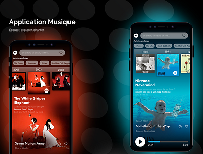 Music application cover design mobile music nirvana spotify ui ux