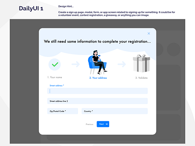 DailyUI 1 form modal registration sign signup step