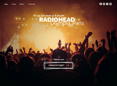 DailyUI 3 command concert concerts design illustration landing page live music order preorder radiohead ui ux