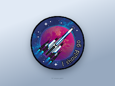 Pixel-art Mission Patch for a Spaceflight artwork drawing icon illustration picture pixel art pixel perfect pixelart pixels spaceship vector weekly warm up weeklywarmup