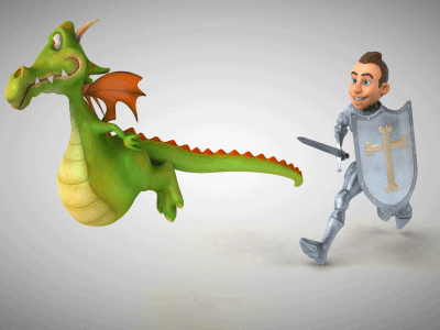 Fight the dragon ! 3d 3dsmax animal animation cartoon character character animation dragon knight knights middle ages modo zbrush