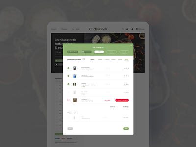 Checkout - buy recipe ingredients checkout cooking food interface web design