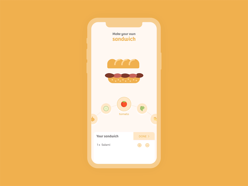 Make your own sandwich adobe xd animation app design food illustration interaction design interface typography ui ux