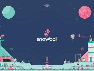 Snowball Throwback brand presentation branding design concept illustration norway snowball space illustration