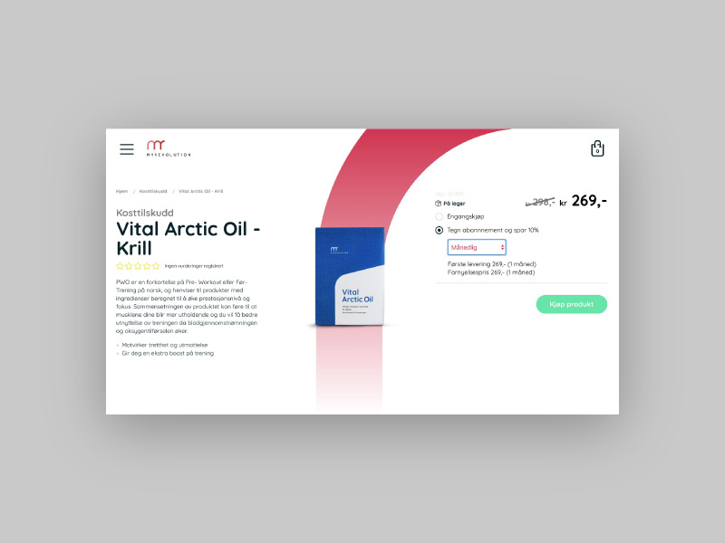 MyRevolution Product Page web design landing page ui ux supplement fitness myrevolution headless subscription commerce subscription commerce ecommerce