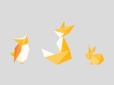Origami Elements Set accounting finance flat fox minimal orange origami owl paperworks rabbit