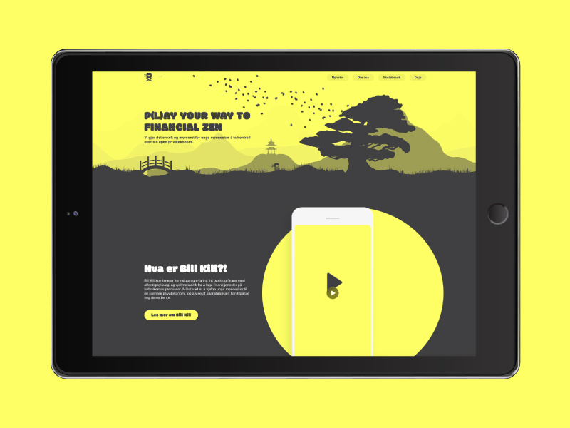 Bill Kill Landing Page ninja norway norsk bills game finance gamification prototype app bill kill landing page