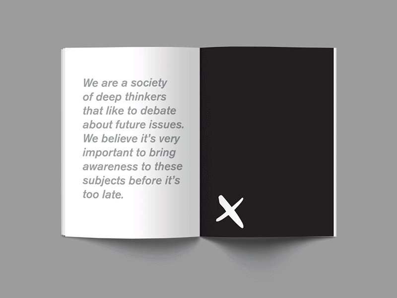 The Future is Now | Branding black and white booklet branding design editorial editorial design graphic design indesign magazine magazine design minimalism monochrome print repetition spreads typography