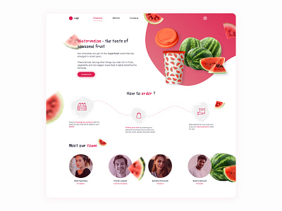 Website Watermelon conception design e commerce homepage interface design landingpage logo order pink team ux ui vector watermelon web website