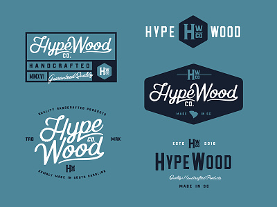Hype Wood Co. handcrafted logo saw script south carolina wood woodworking wordmark