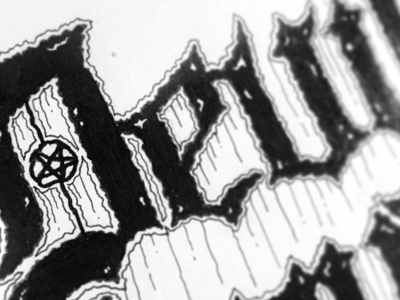 Devil a day blackletter illustration ink logo metal pen wip