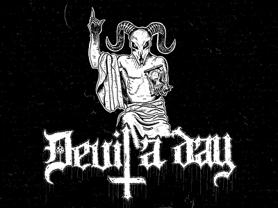 Devil a day blackletter illustration logo metal