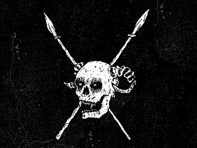 Tribe demon fangs horns illustration ink pen skull spears