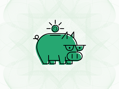 Piggy Bank bank guilloche illustration money noverdraft piggy