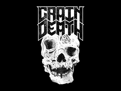 Grain Doom death detail drawing grain illustration ink logo merch metal music pen skull