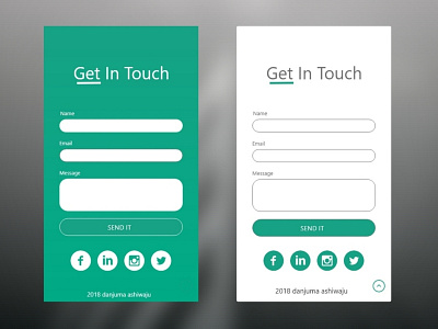 Responsive Contact Form with Social Icons Mobile alternative branding mobile app design mobile web design responsive ui