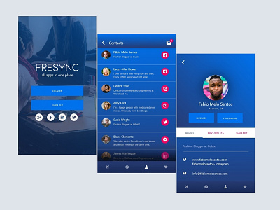 Mobile App contact and profile screen responsive design