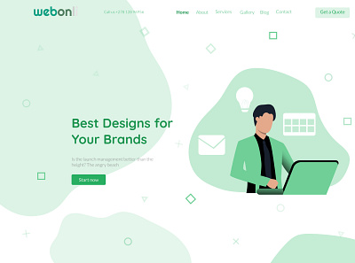 Agency hero section branding brands design enterpreneur flat ui green green logo homepage illustration inspiration ui vector webdesign website white background