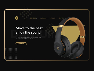 Black gold product page beats by dre dark ui figma figmaafrica golden headset products web design