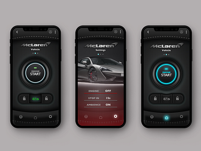 McLaren Engine Remote App - (Challenge Winner Project) app design graphic design illustration interactive design ui ux vector