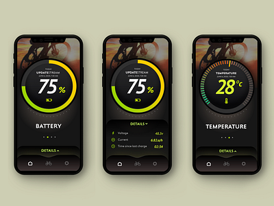 ZIRON - Electric Battery Bike Dashboard - App Concept app design graphic design illustration interactive design ui ux vector