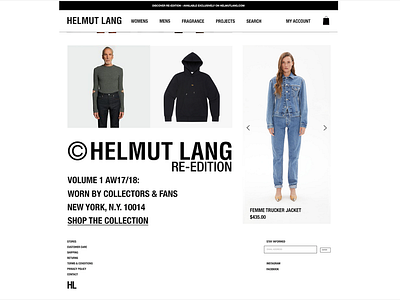 Helmut Lang Website Homepage Prototype V.02 (Below)