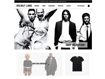 Helmut Lang Website Homepage Prototype V.02 (Above)