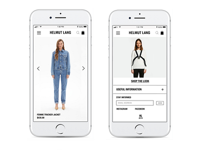 Helmut Lang Mobile Homepage Prototype 2