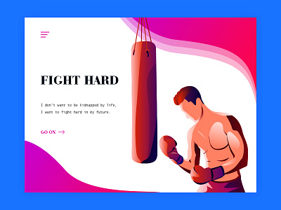 Fight hard design illustration motion authors sports boxing web 插画