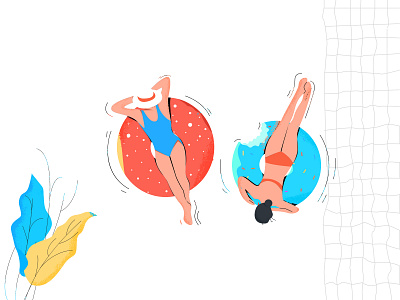 Daily practice of Character illustration 7 illustration practice swimming swimmingpool 插画