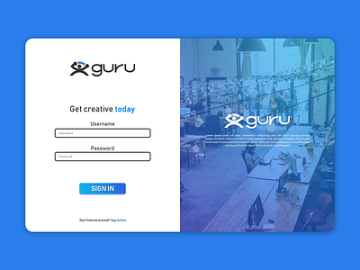 Guru Login Screen app branding design flat login minimal ui ux web web 2.0 webdesign website