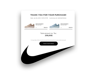 Daily UI Challenge #017 [Email Receipt] adidas adobexd air force app color creative dailyui design email receipt flat graphics illustration minimal minimal app nike ui ux web webdesign website