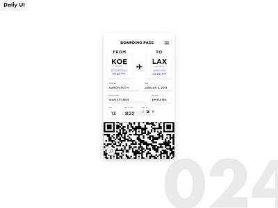 Daily UI Challenge #024 [Boarding Pass] adobexd app boarding pass color creative dailyui design flat graphics illustration logo minimal ui ux web webdesign website